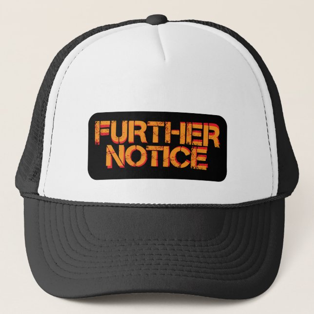 Further Notice Black BG Trucker Hat (Front)
