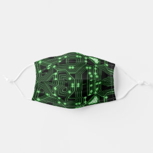 Fururistic Neon Green Circuit Board   Custom Cloth Face Mask