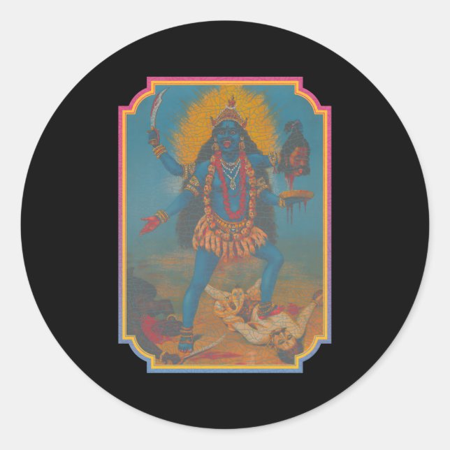 Fury Of The Warrior Goddess Kali Classic Round Sticker (Front)