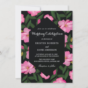 fuschia and black wedding invitations
