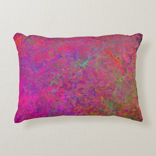 Fuschia and turquoise texture decorative cushion (Front)