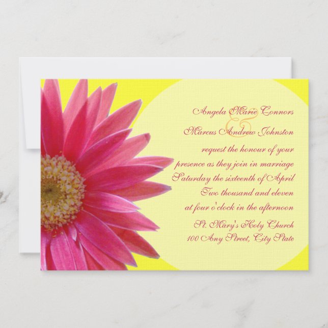 Fuschia Daisy Wedding Invitation (Front)