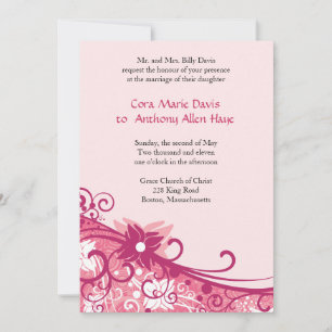 Fuschia Floral Wedding Invitation
