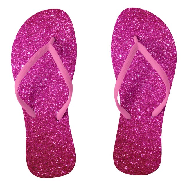 Fuschia Hot Pink Glitter and Glam  Thongs (Footbed)