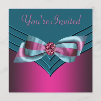 Fuschia Hot Pink Teal Blue All Occasion Party Invitation
