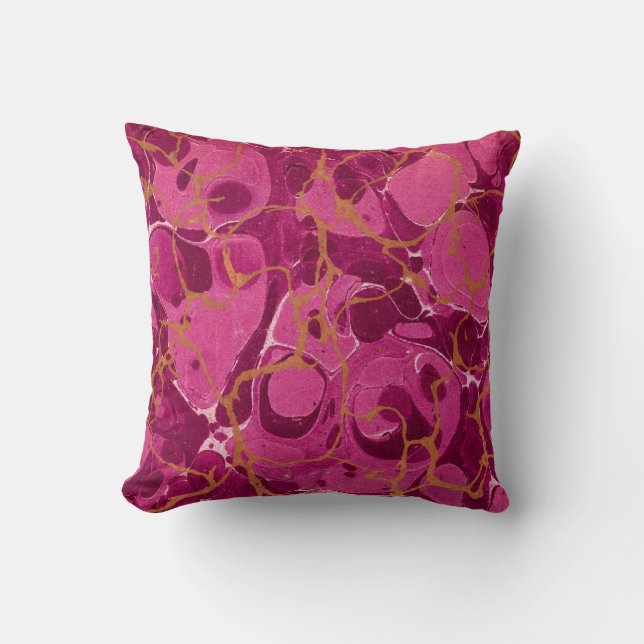 Fuschia Marbled Oil Paper Cushion (Front)