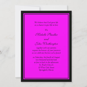 Fuschia Pink & Black Wedding Invitation Template
