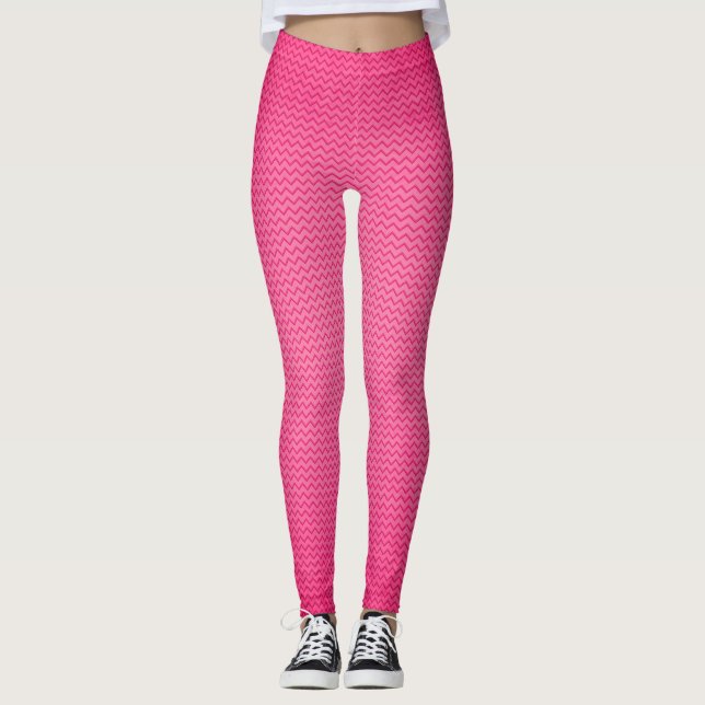 Fuschia pink patterned activewear leggings (Front)