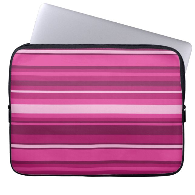 Fuschia stripes laptop sleeve (Front)