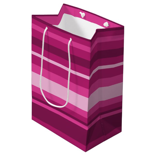Fuschia stripes medium gift bag (Front Angled)