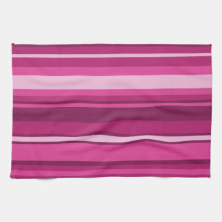 Fuschia stripes tea towel