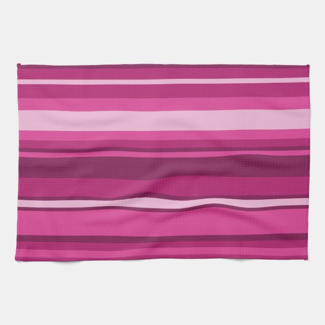 Fuschia stripes tea towel (Horizontal)