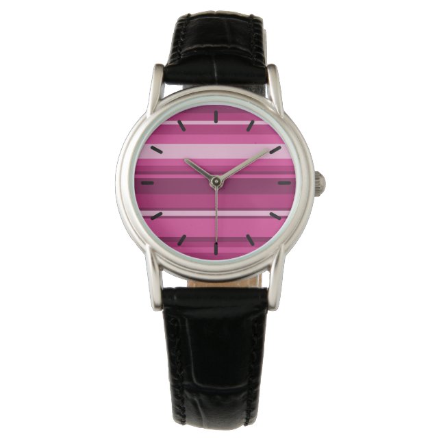 Fuschia stripes watch (Front)
