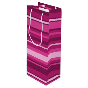 Fuschia stripes wine gift bag