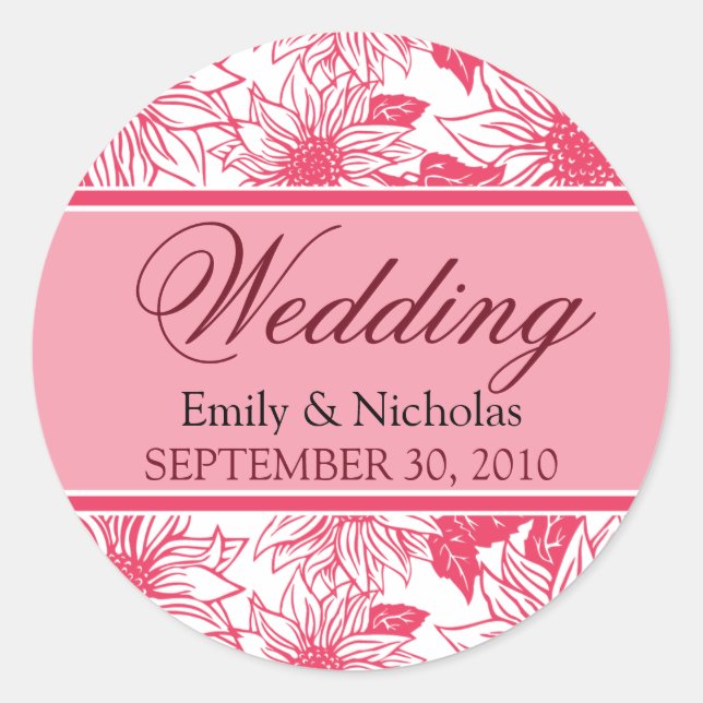 Fuschia Sunflowers Wedding Invitation Seal (Front)