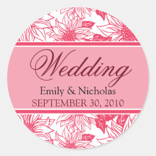 Fuschia Sunflowers Wedding Invitation Seal