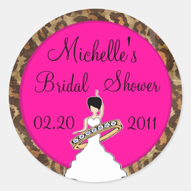 Fuscia Bridal Shower Stickers (Front)