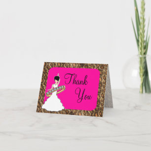 Fuscia Leopard  Bridal Thank You Card