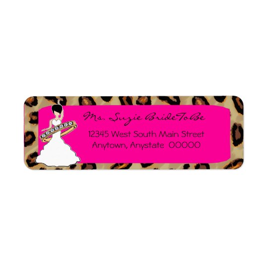 Fuscia Leopard Bride Address Labels