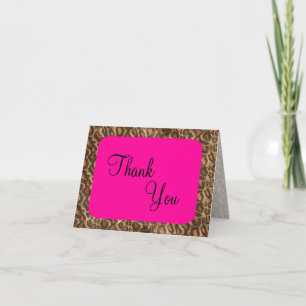 Fuscia Leopard Thank You Card