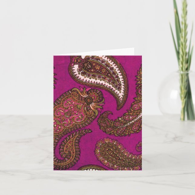 Fuscia Paisley Note Cards (Front)