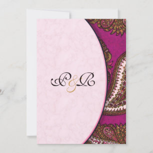 Fuscia Paisley Wedding Invitation