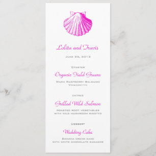 Fuscia Sea Shell Wedding Menu Card