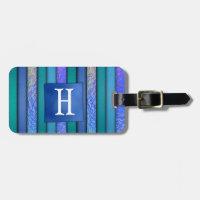Fused Glass Look Art Monogram Blues