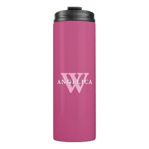 Fushcia Rose Pink Monogram  Thermal Tumbler