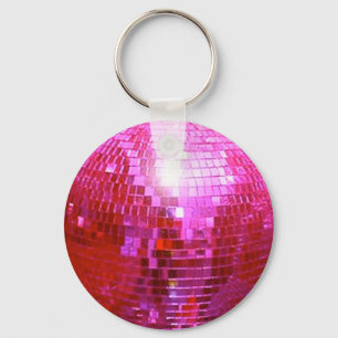 FUSHIA DISCO BALL DANCE PARTY KEY RING