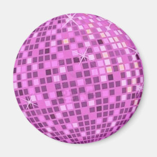FUSHIA Disco-ball-on-black-background Magnet
