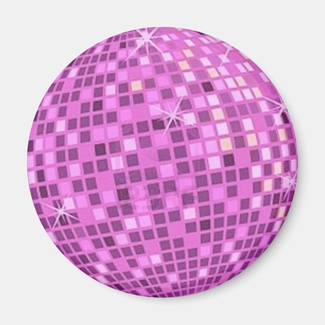FUSHIA Disco-ball-on-black-background Magnet (Front)
