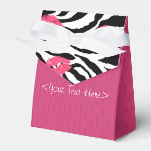 Fushia Striped Zebra and Lips Pattern Favour Box