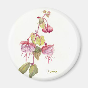 Fushia watercolor flower red and pink magnet
