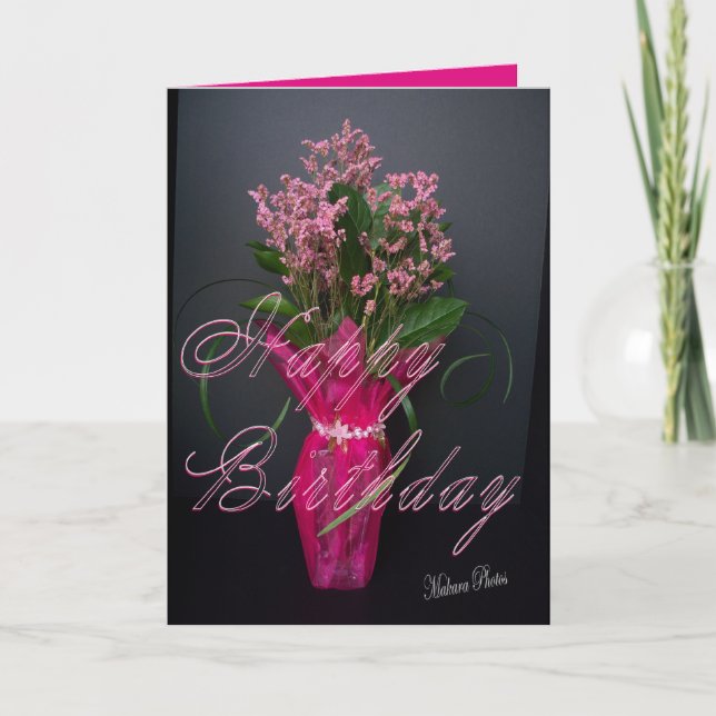 FushiaVase Bday-customise Card (Front)