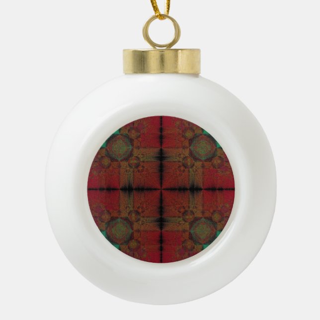 Fusion Grid Ceramic Ball Christmas Ornament (Front)