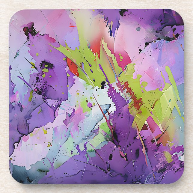 "Fusion of Hues" Contemporary Abstract Art     Coaster (Front)