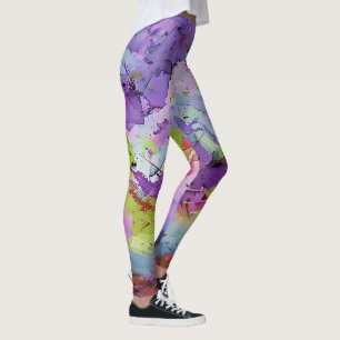 "Fusion of Hues" Contemporary Abstract Art     Leggings