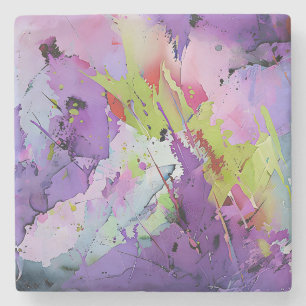"Fusion of Hues" Contemporary Abstract Art Stone Coaster