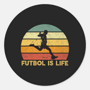 Futbol Is Life Retro Vintage Soccer Player Costume Classic Round Sticker