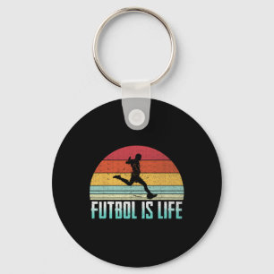 Futbol Is Life Retro Vintage Soccer Player Costume Key Ring