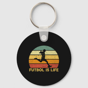 Futbol Is Life Retro Vintage Soccer Player Costume Key Ring
