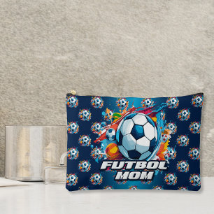 Futbol Mom Soccer Ball Pattern Accessory Pouch