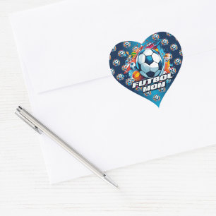 Futbol Mum Soccer Ball Pattern Heart Sticker