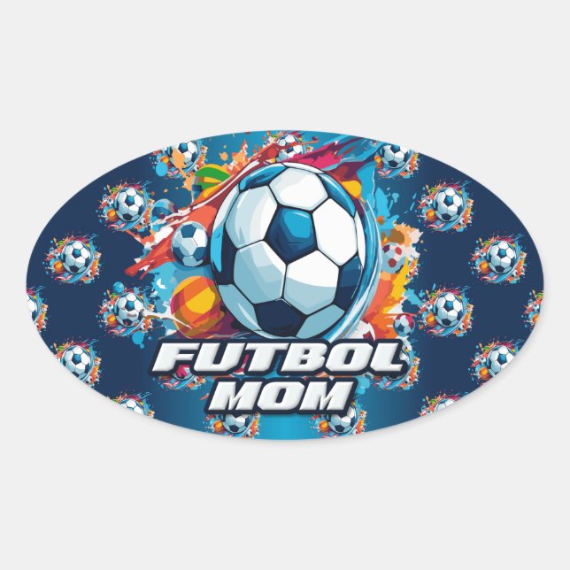 Futbol Mum Soccer Ball Pattern Oval Sticker (Front)