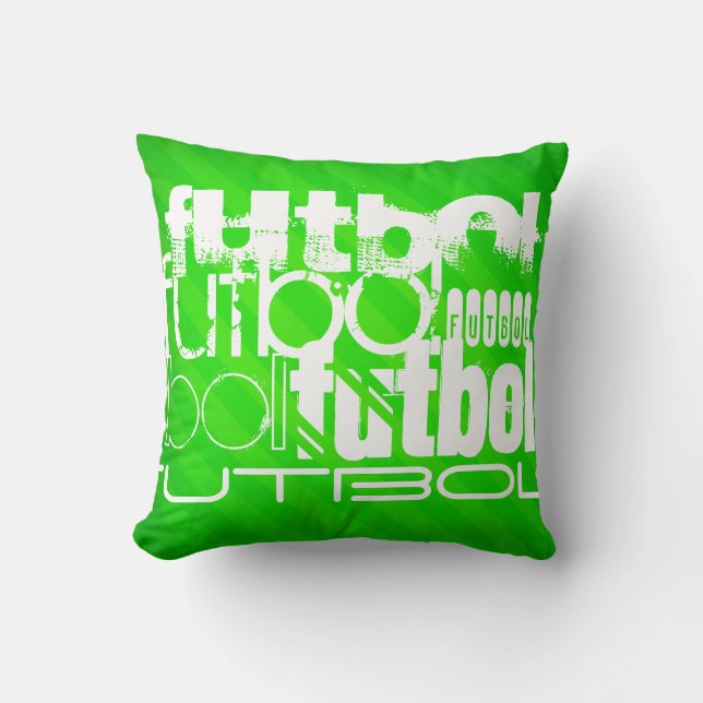 Futbol; Neon Green Stripes Cushion (Front)