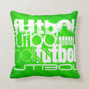 Futbol; Neon Green Stripes Cushion