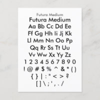 Futura Medium - Zazzle Font Sampler Sheet