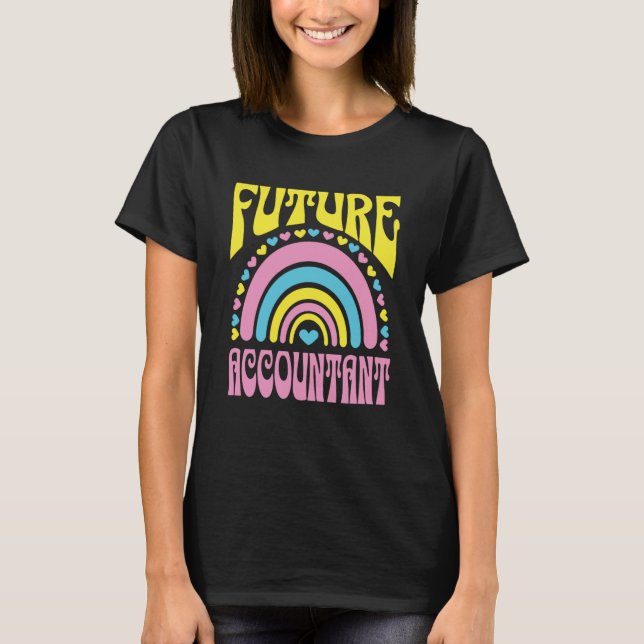 Future Accountant Bright Retro Rainbow Accountants T-Shirt (Front)