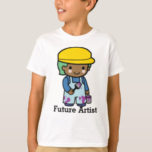 Future Artist boy in overalls and purple paint T-Shirt